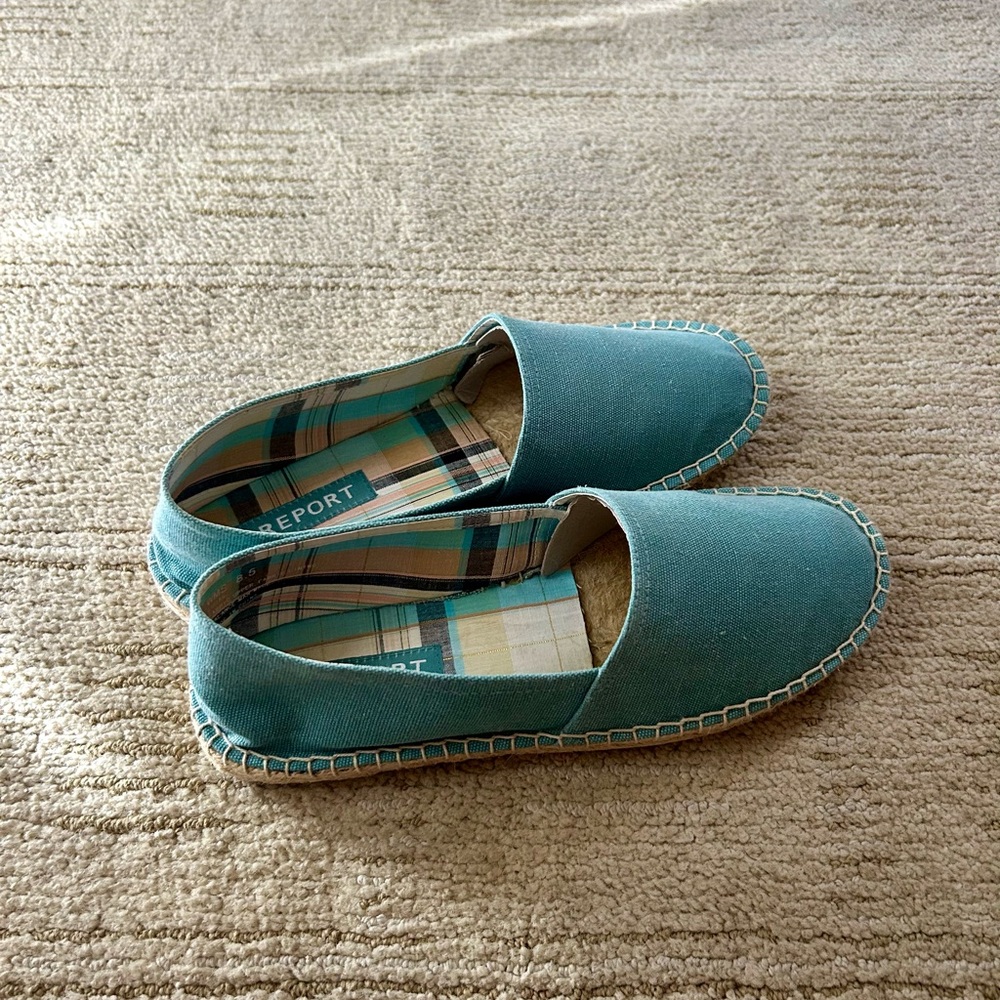 Report Teal Canvas Espadrilles